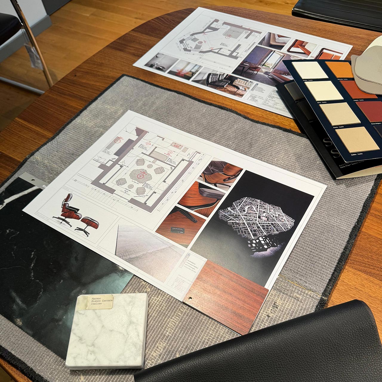 Presentation unserer Planung im Showroom Form + Funktion, Gestalltung + Oberflächen + Farbe